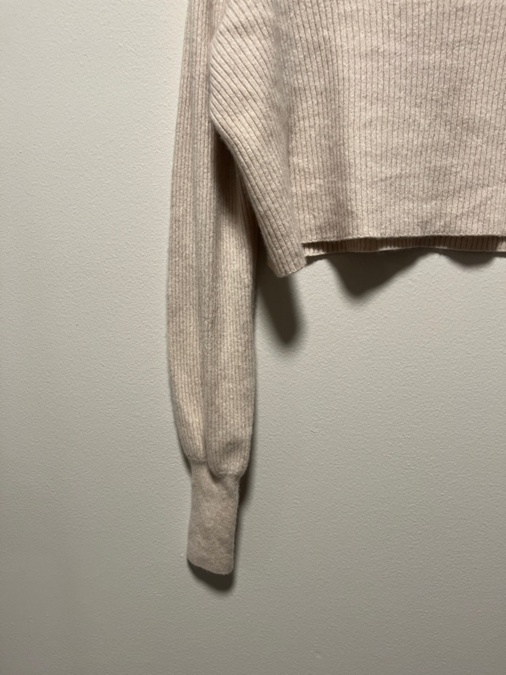 REFORMATION Luisa Cashmere Tan Ribbed Turtleneck Cropped Sweater, Size S - Picture 8 of 11